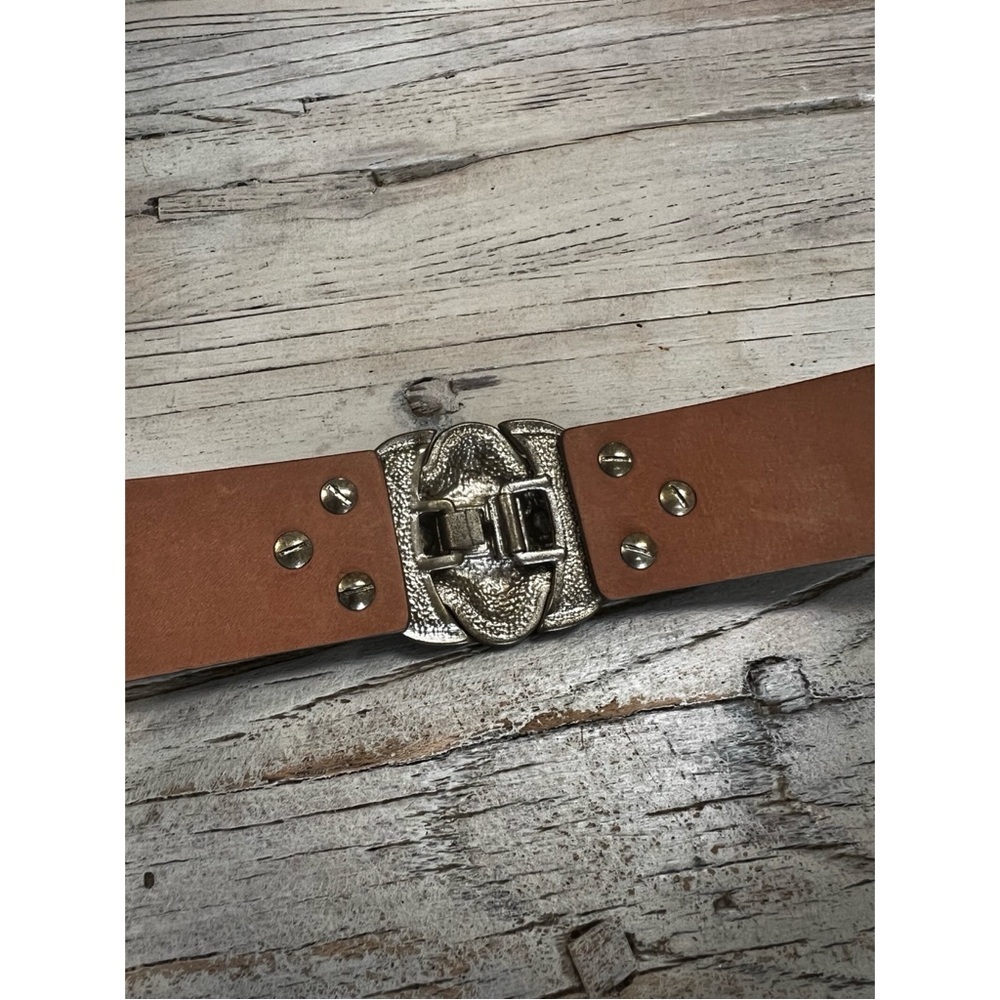 Etro Milano Stingray Metro Belt  Gray Leather Ornate Silver Buckle Size 38 inch - Picture 8 of 12